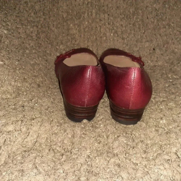 MIZ MOOZ NYC-Paula Mini Wedge-Burgundy Red Leather-Toe Stitches-Sz 6-Near Mint - Picture 5 of 7
